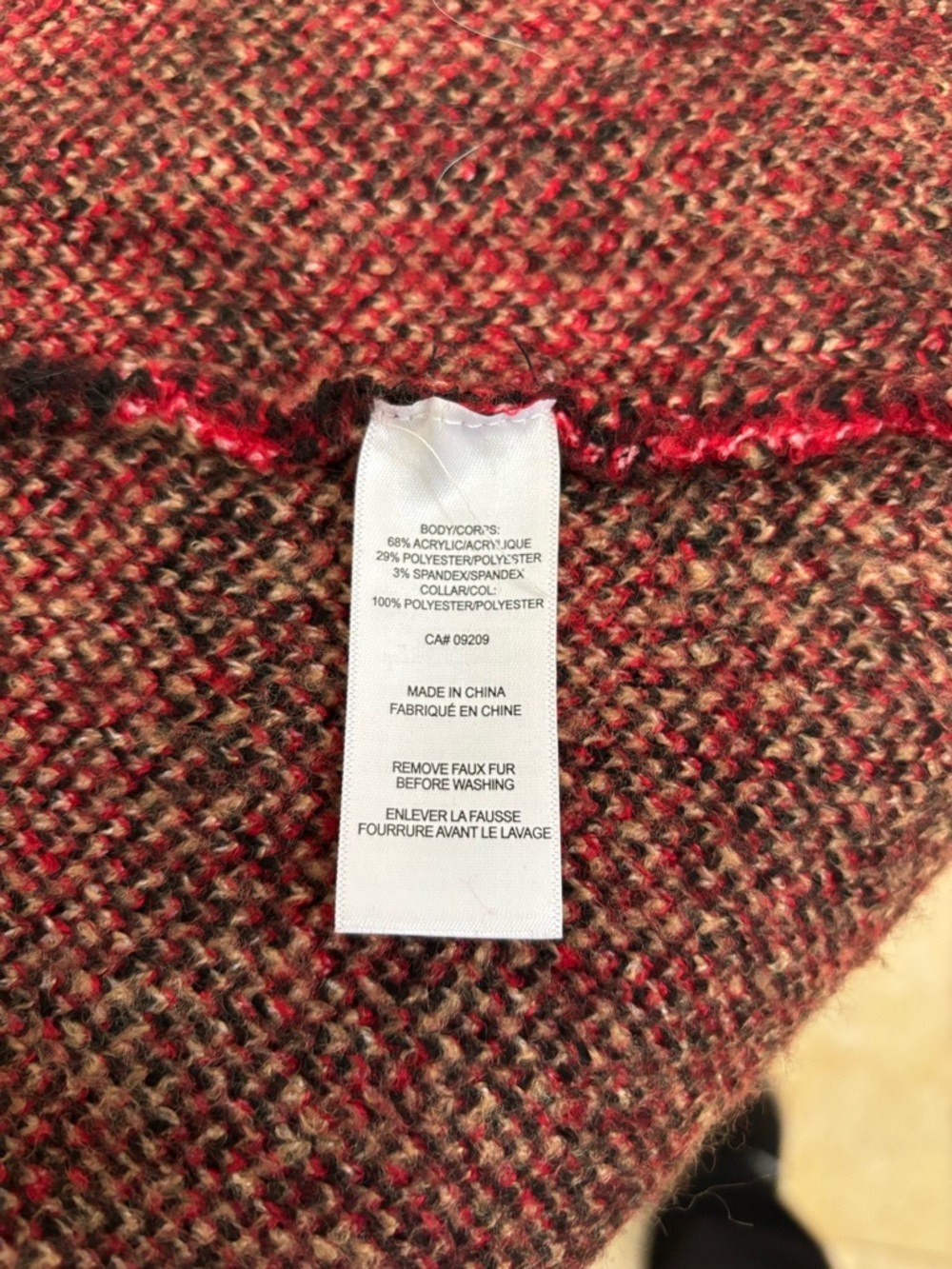 cleo Red and Black Plaid Vest with Black Faux Fur Collar - Picture 12 of 14
